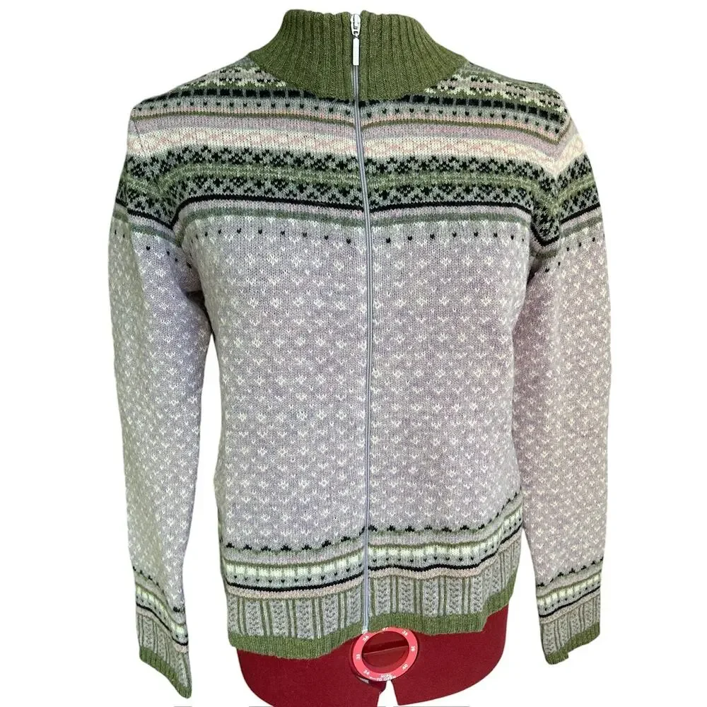 Great Northwest Clothing Co.‎ Medium P 100% Lambswool Nordic Cardigan Sweater
